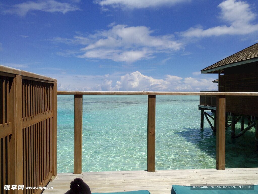 海景木屋露台的美丽风光