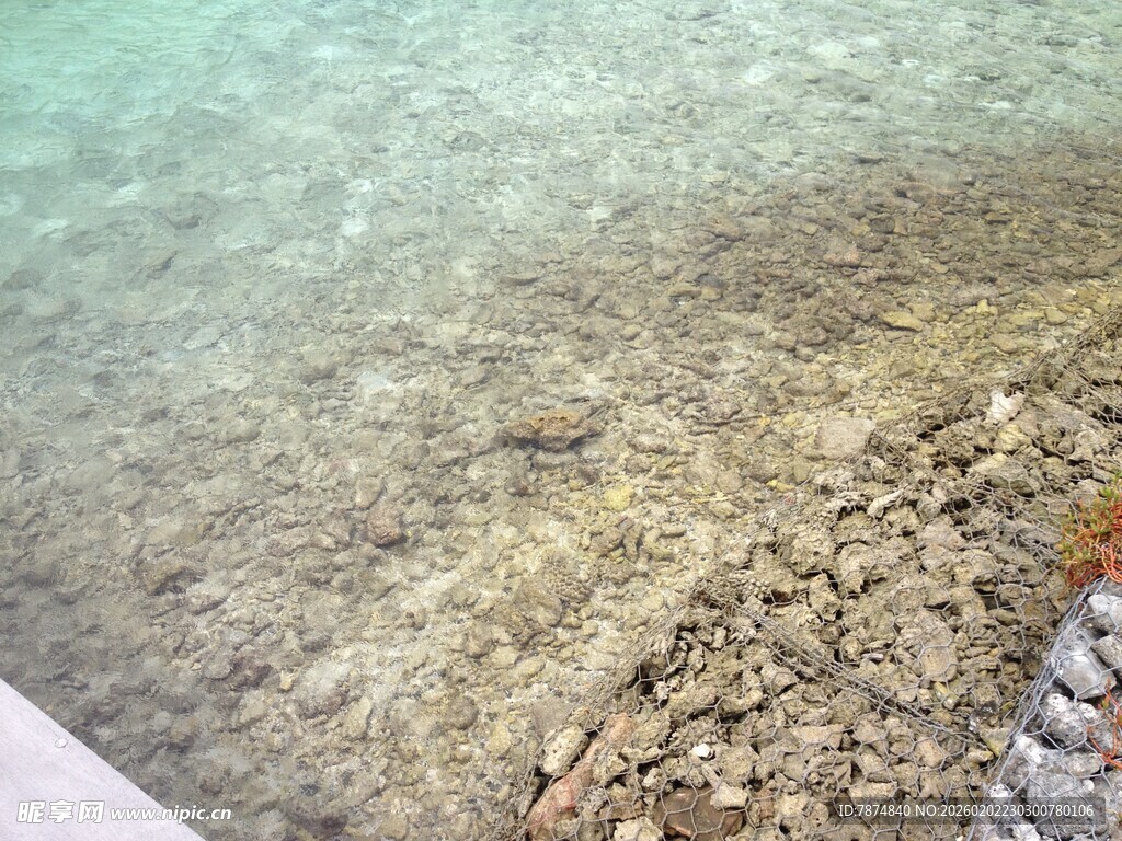 清澈水底的沙石景观