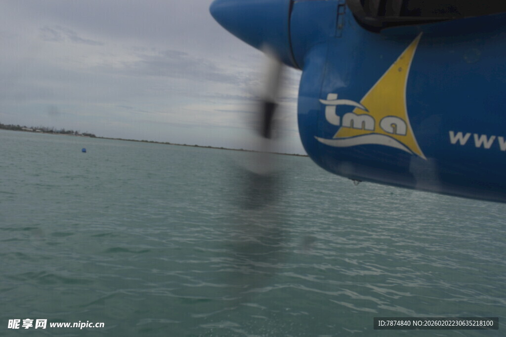 马尔代夫海上飞机局部特写