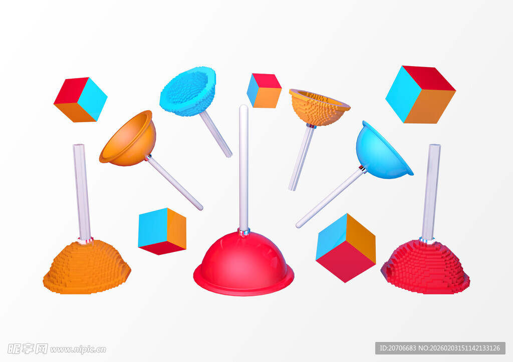 3D 皮搋子  C4D 立体皮