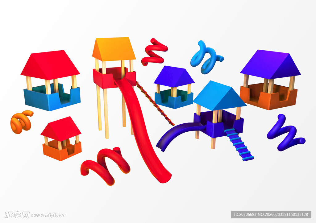 3D 游乐场  C4D立体滑梯