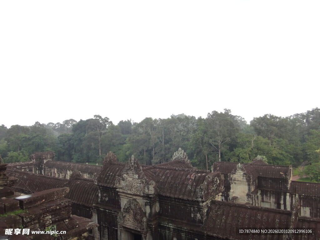 古老柬埔寨寺庙遗址景观