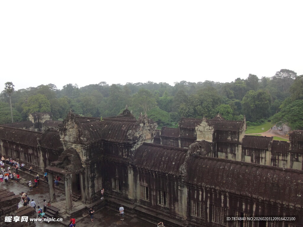 吴哥窟古建筑俯瞰景观