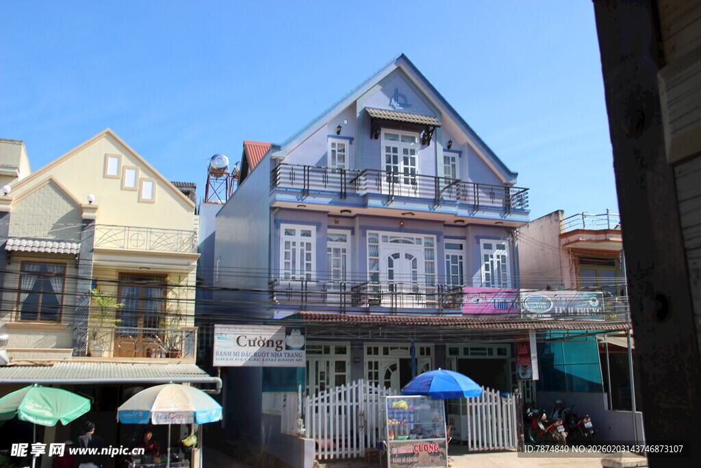 越南欧式风情街边建筑景观