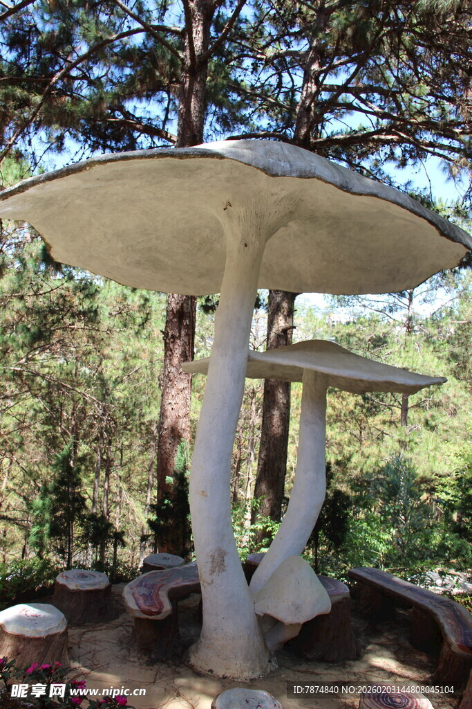 越南林中巨型蘑菇雕塑