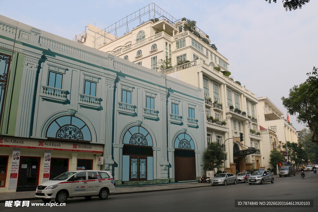 越南欧式风格街道建筑景观