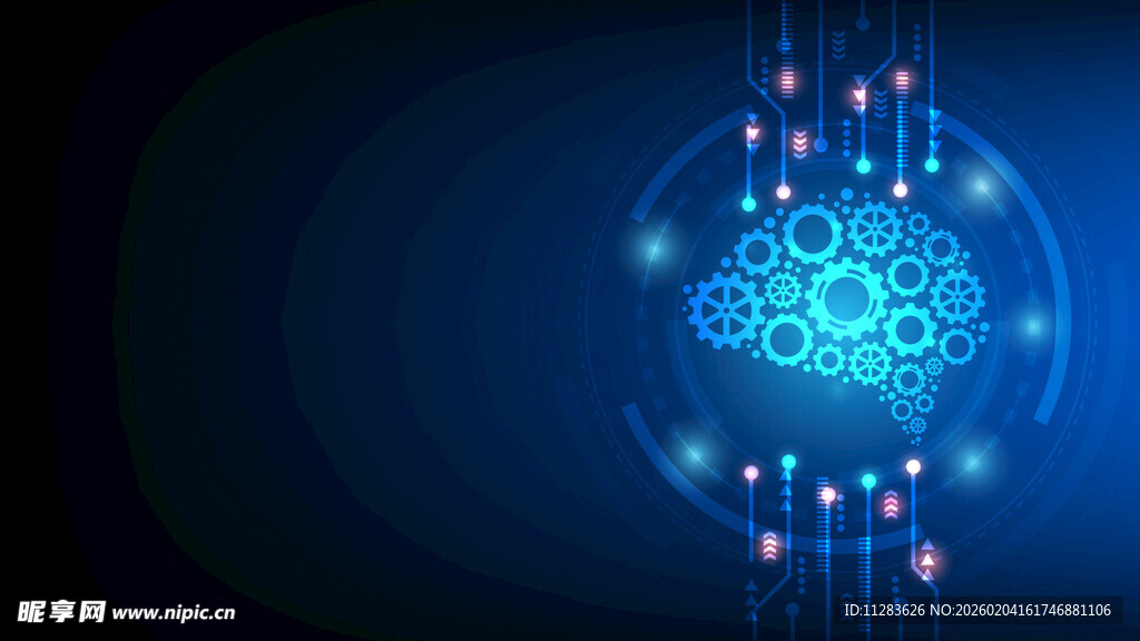 科技感大脑与数据连接画面