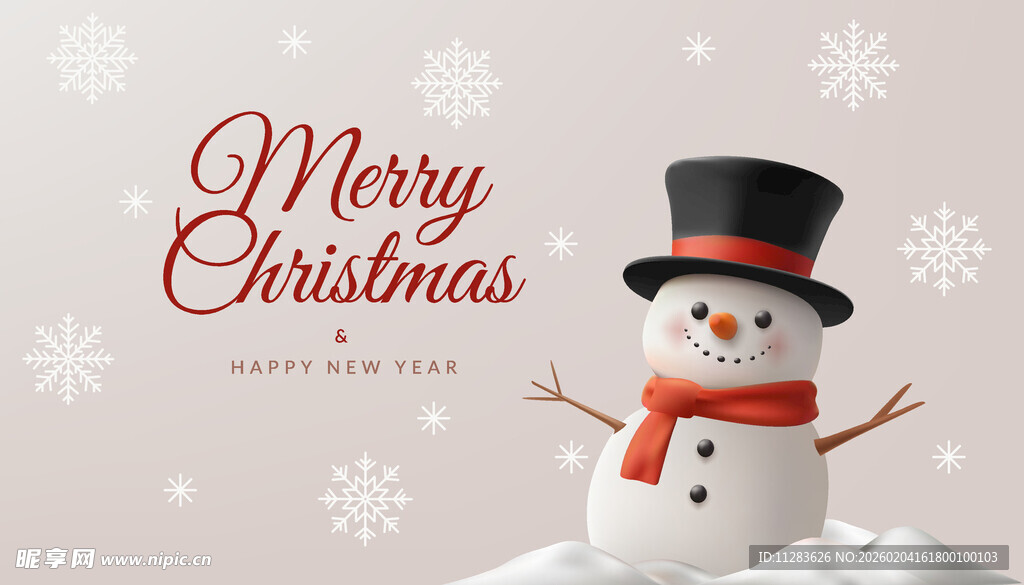 可爱雪人祝圣诞快乐