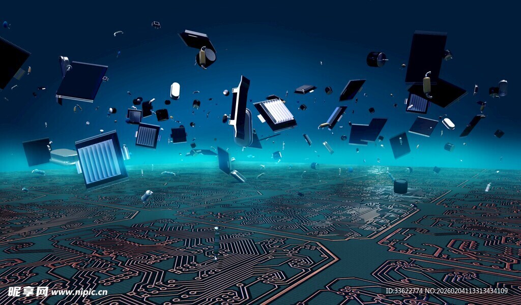 科技碎片悬浮于城市之上