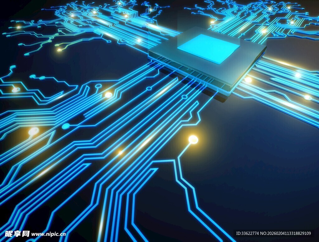 科技感电路板与芯片画面