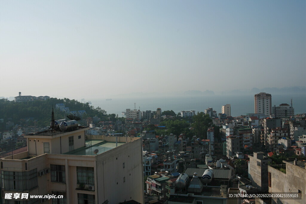 越南城市远景俯瞰景观