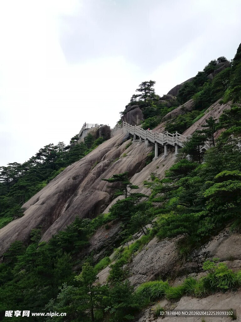 山间蜿蜒石阶 绿意环绕