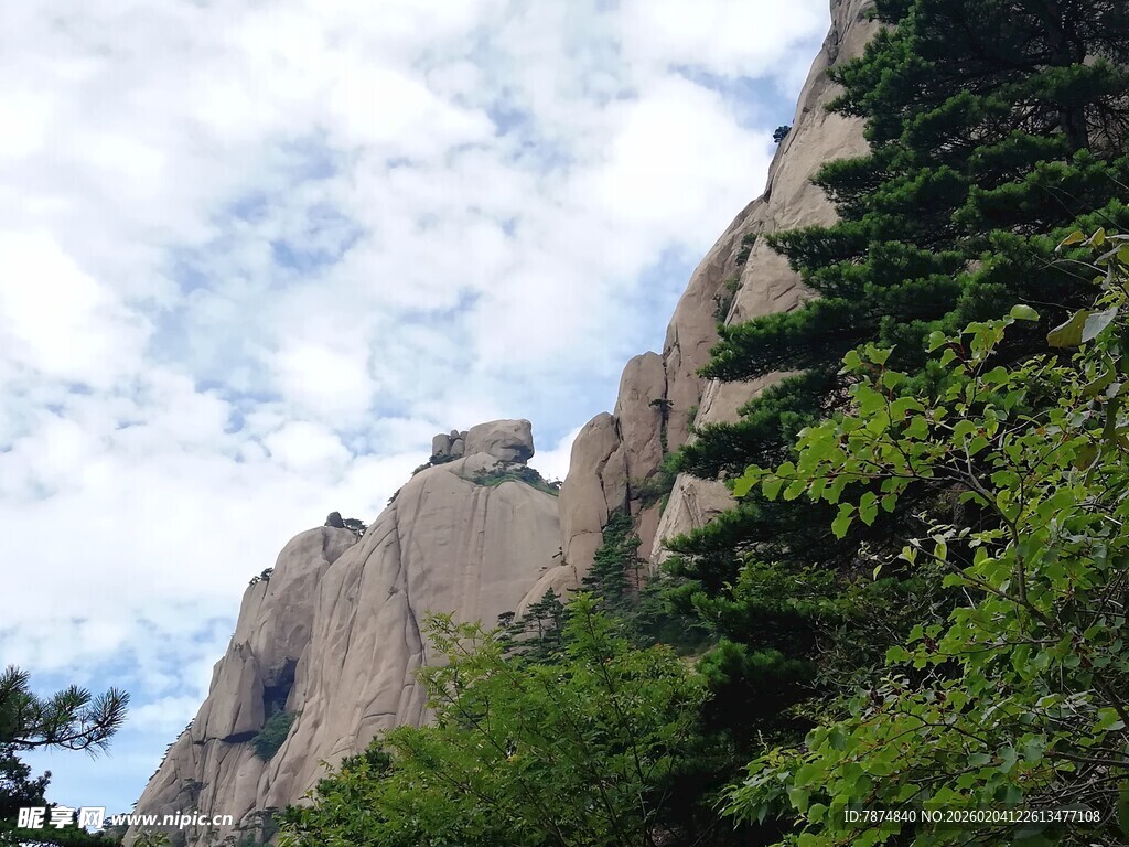 巍峨山峰与葱郁植被
