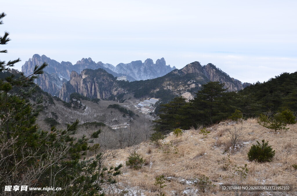 山间景致 远峰近草