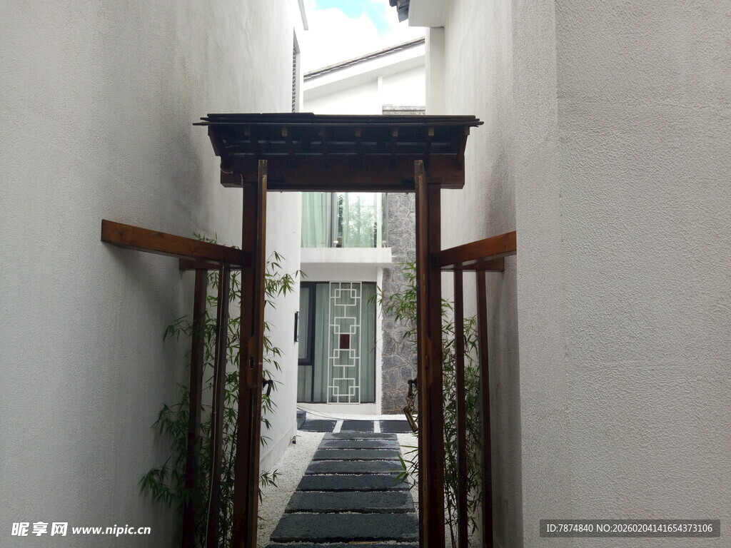 中式庭院回廊景致