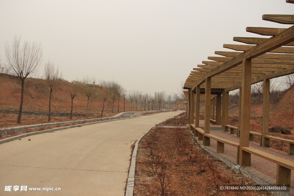 户外木质长廊景观道路