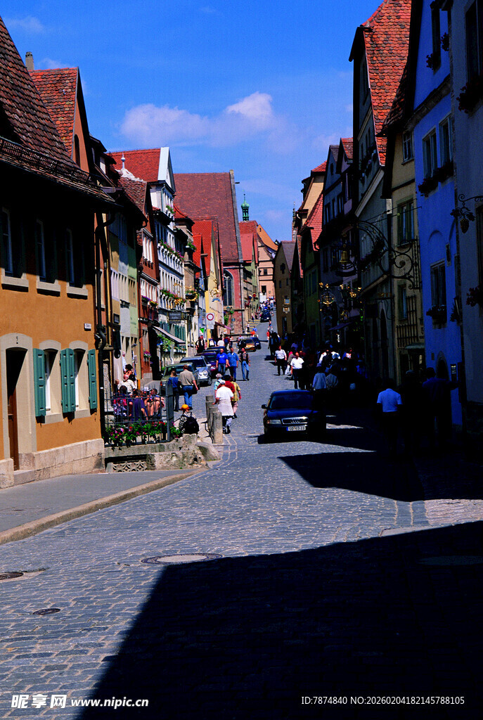 德国欧洲小镇街道风景