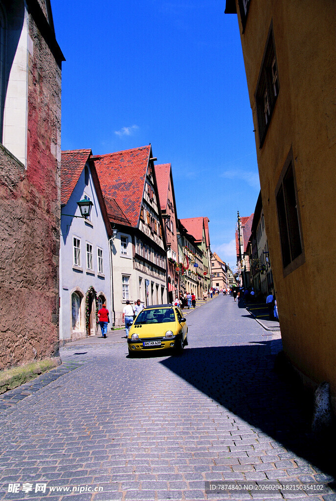 德国欧洲小镇静谧街道景象
