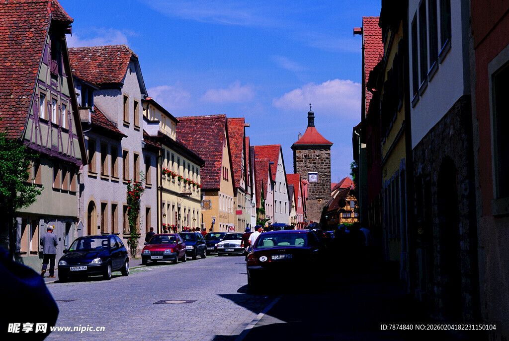 德国欧洲小镇街道风光