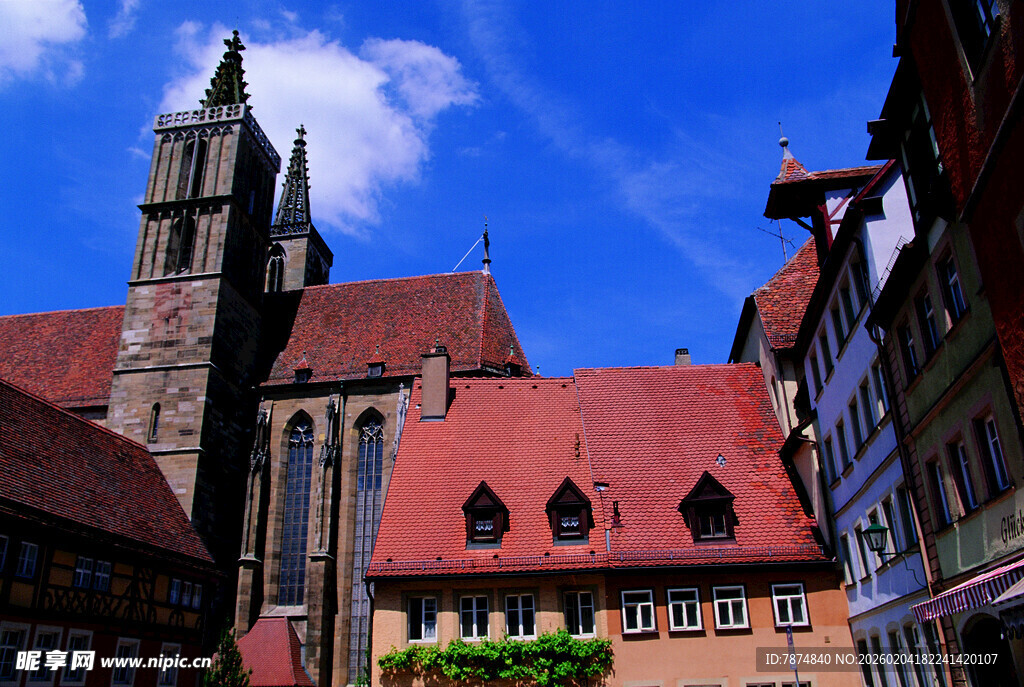 德国欧洲小镇彩色建筑风景
