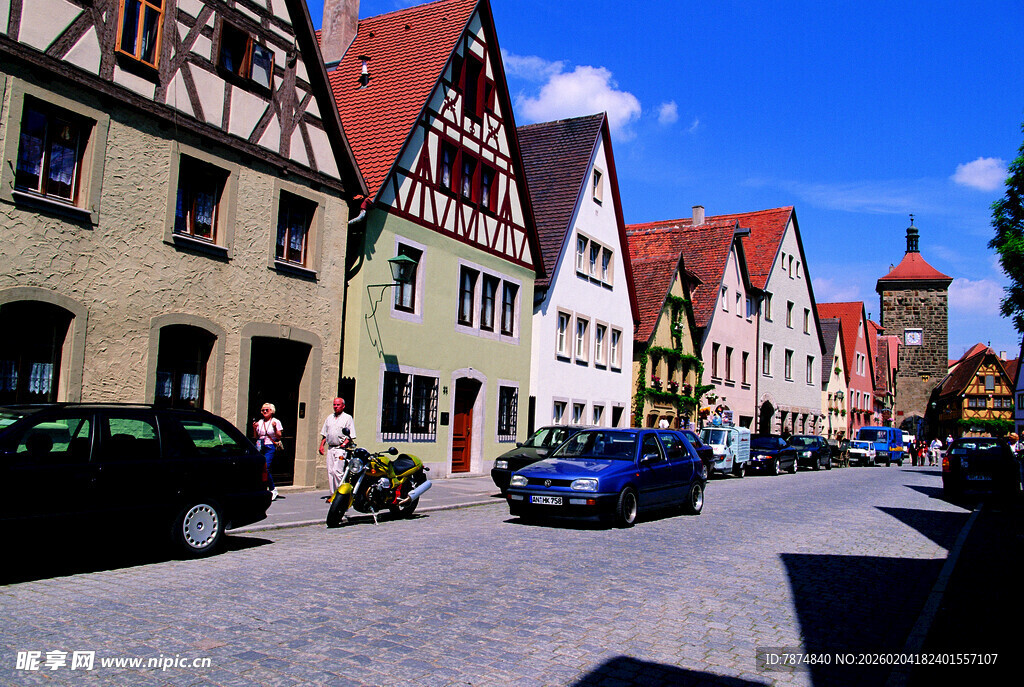 德国欧洲小镇街道风景