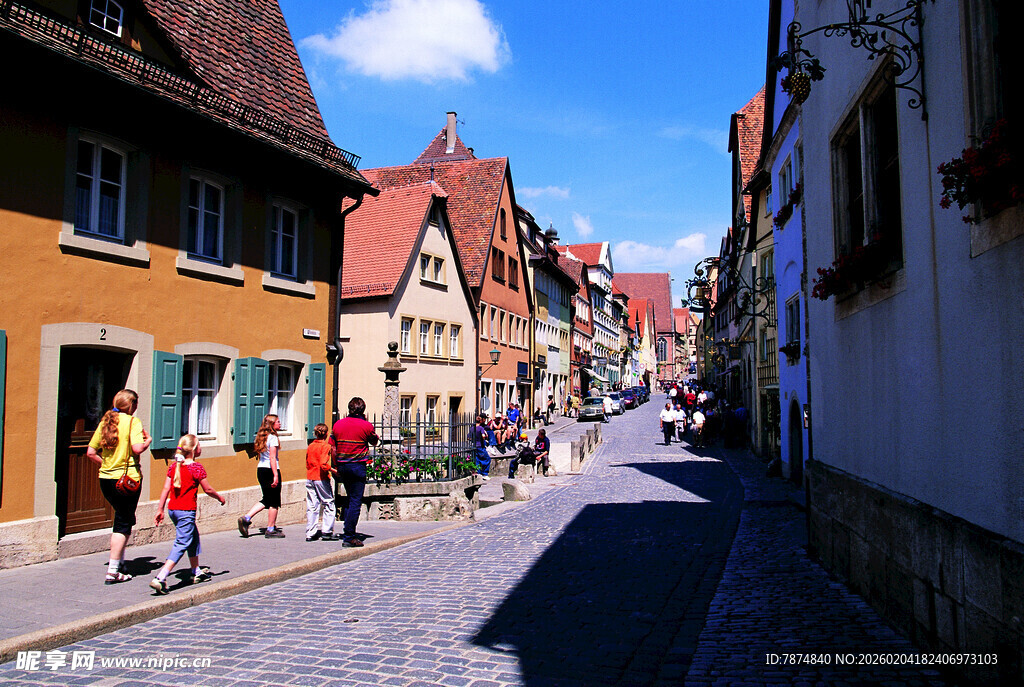 德国欧洲小镇的悠闲街道