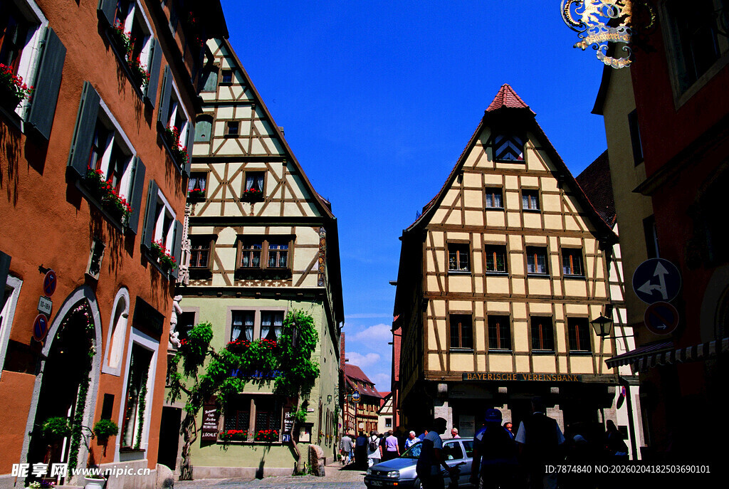 德国欧洲小镇特色建筑街景