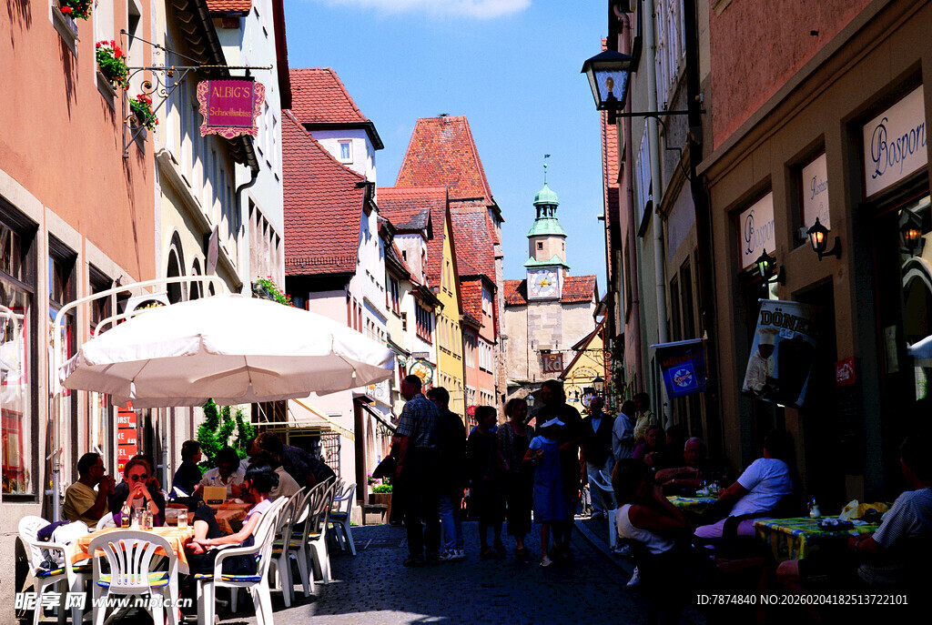 德国欧洲小镇惬意街道风光