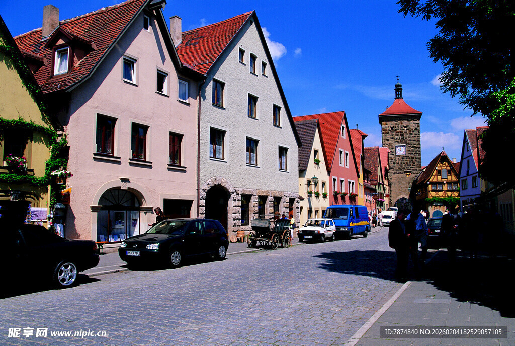 德国欧洲小镇街道风景