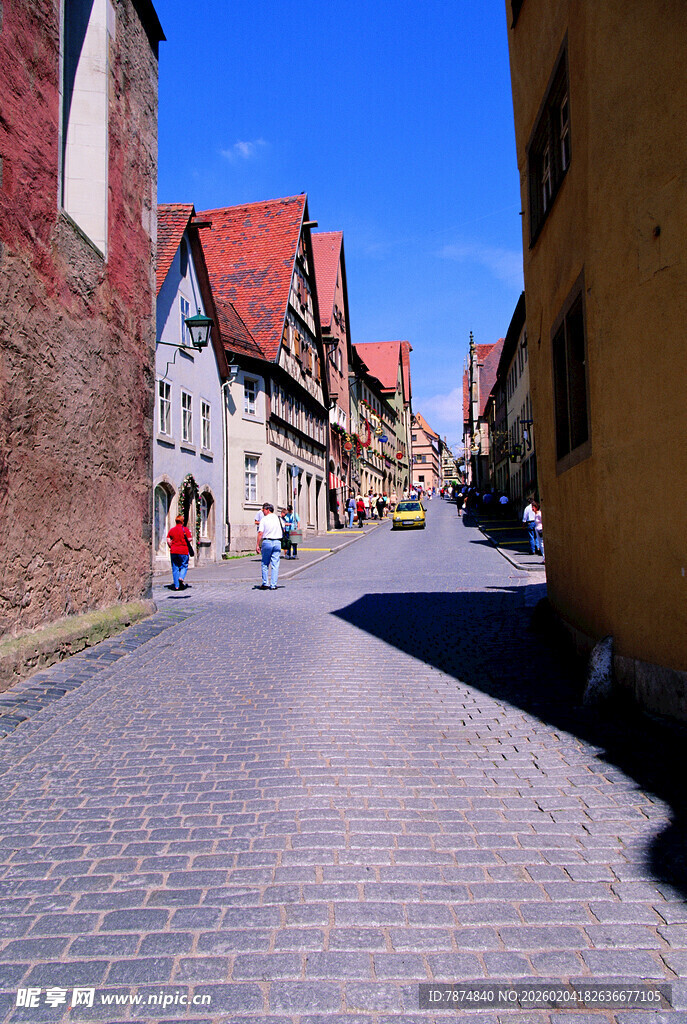 德国欧洲小镇的静谧街道
