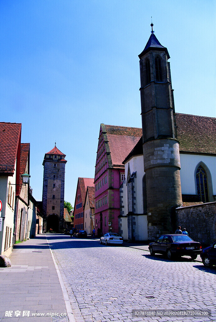 德国欧洲小镇古朴街道与建筑