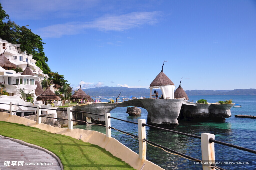 海边浪漫景观小屋与美景