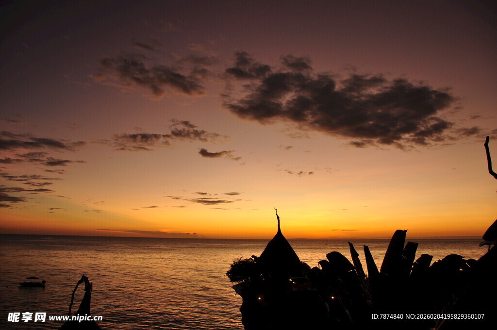 海边日落美景剪影