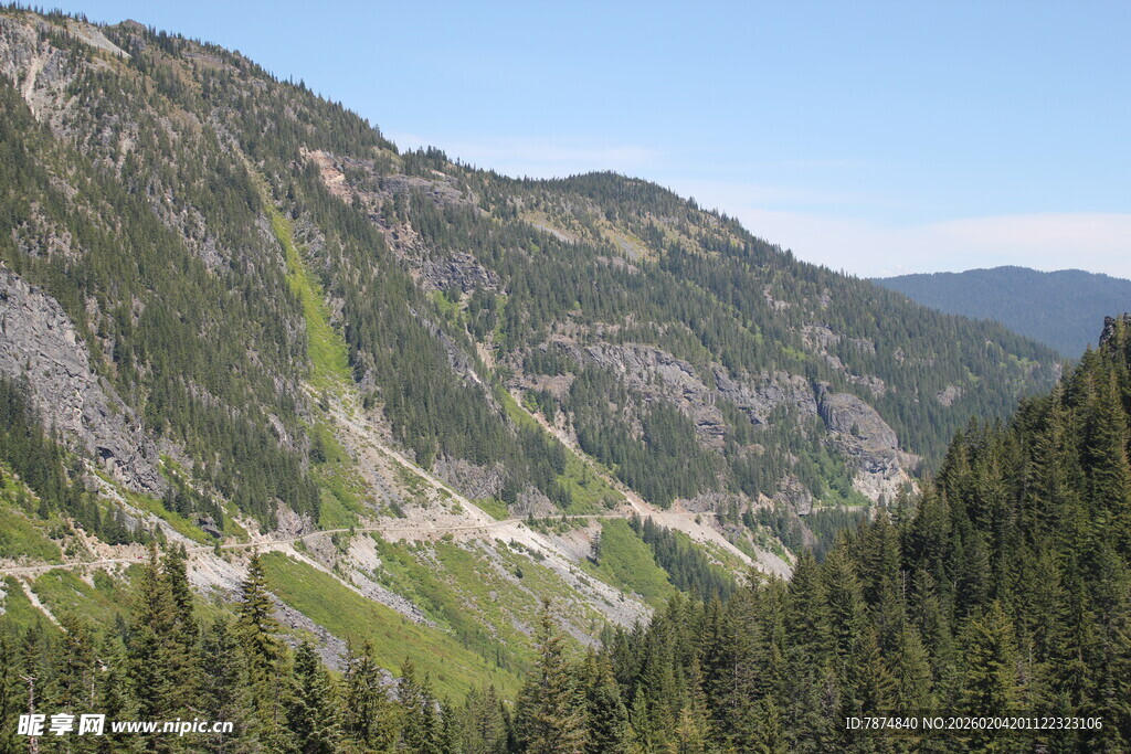 山间公路穿行于葱郁山林