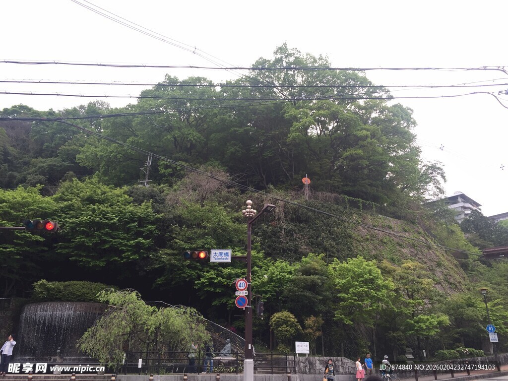 日本绿意盎然的山坡景观