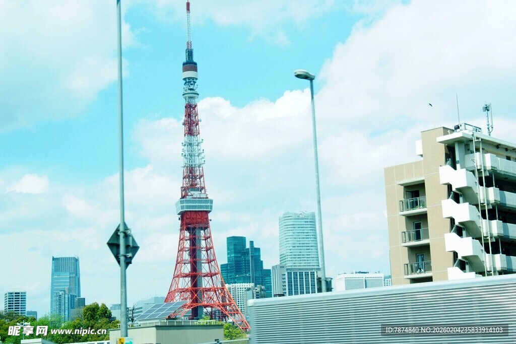 日本东京塔城市景观