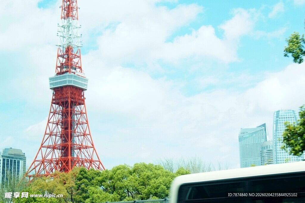 日本东京铁塔城市风景
