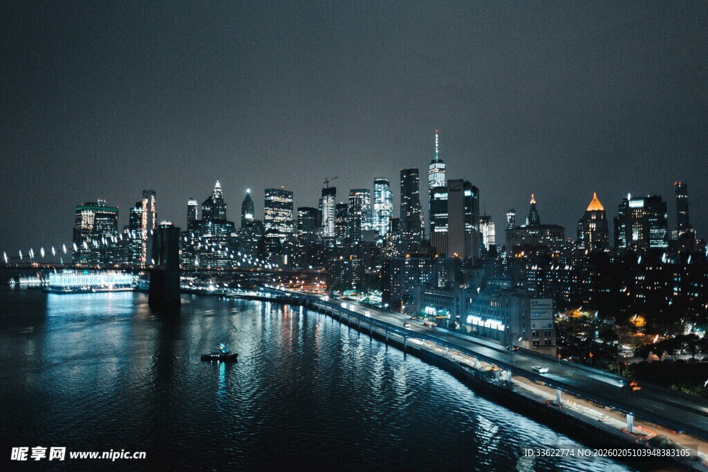 纽约城市夜景璀璨灯火