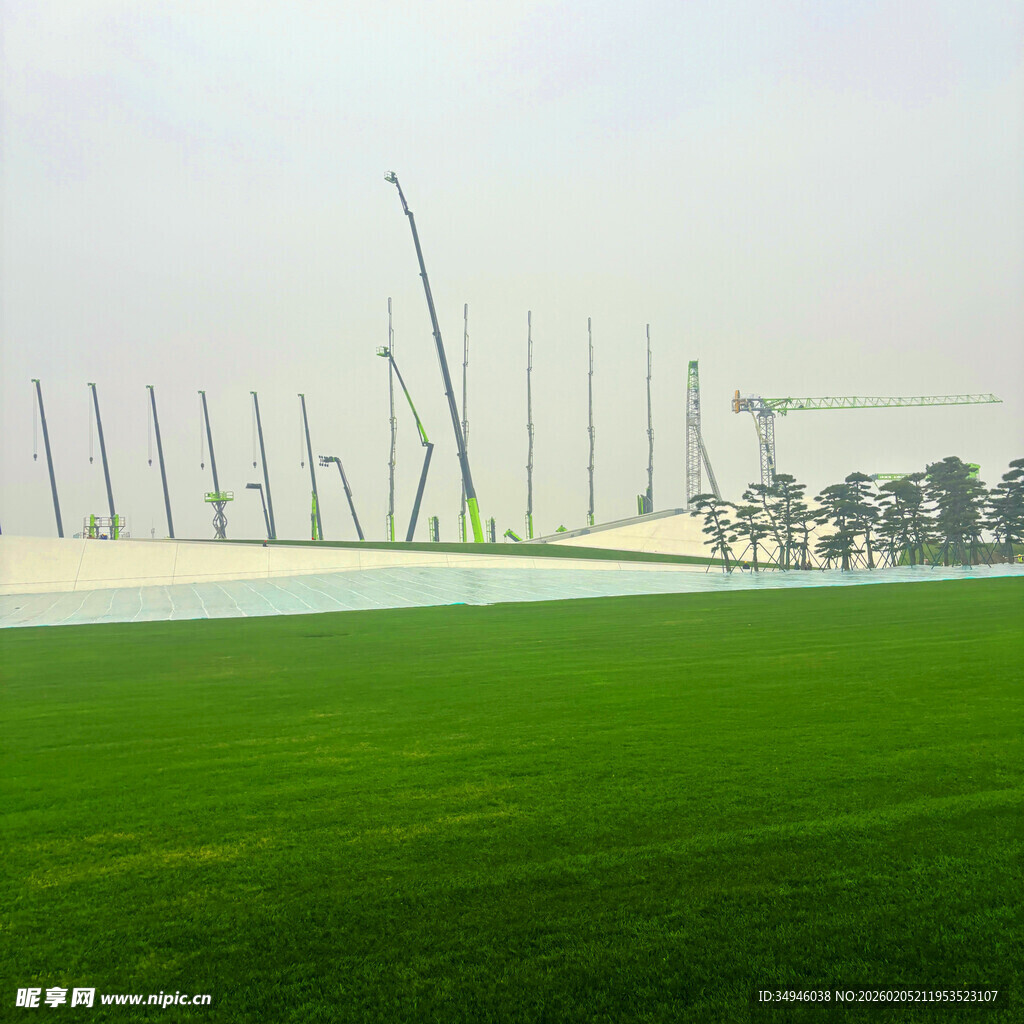 绿色草坪旁的林立建筑