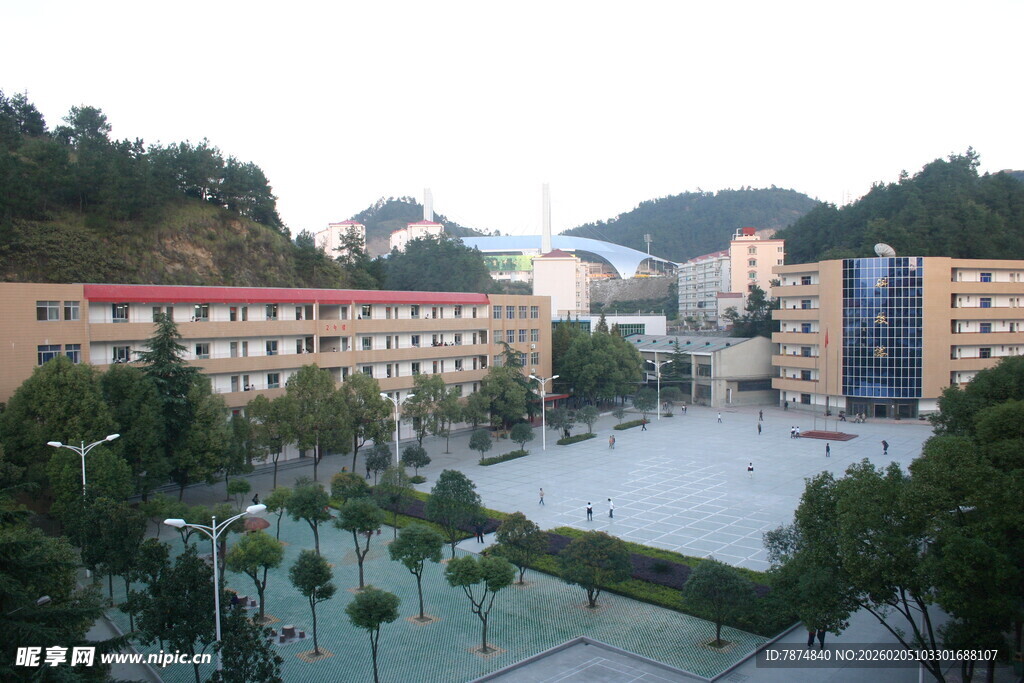 校园风景 建筑与绿植相映