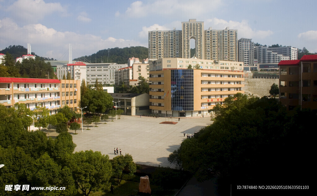 城市校园景观俯瞰