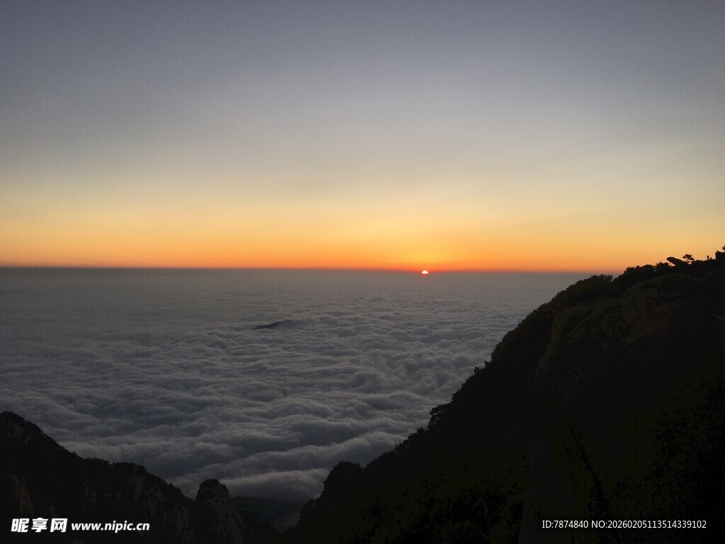 泰山海边日落壮丽自然景观