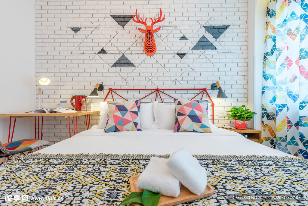 三亚北欧风卧室温馨舒适场景