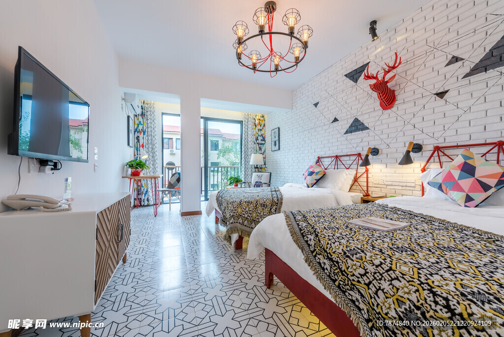 三亚时尚个性的卧室室内场景