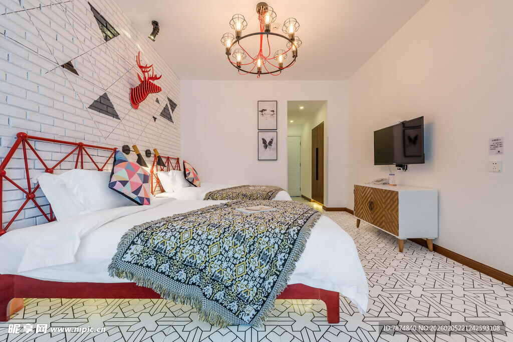 三亚现代简约风温馨卧室一角