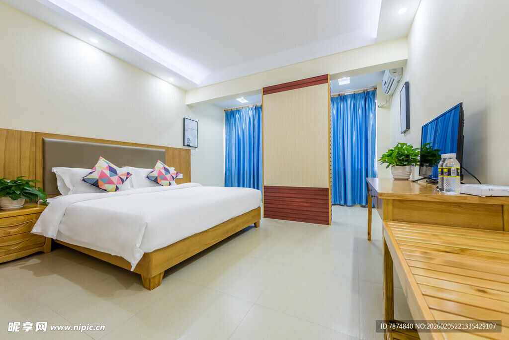 三亚简约温馨卧室室内场景