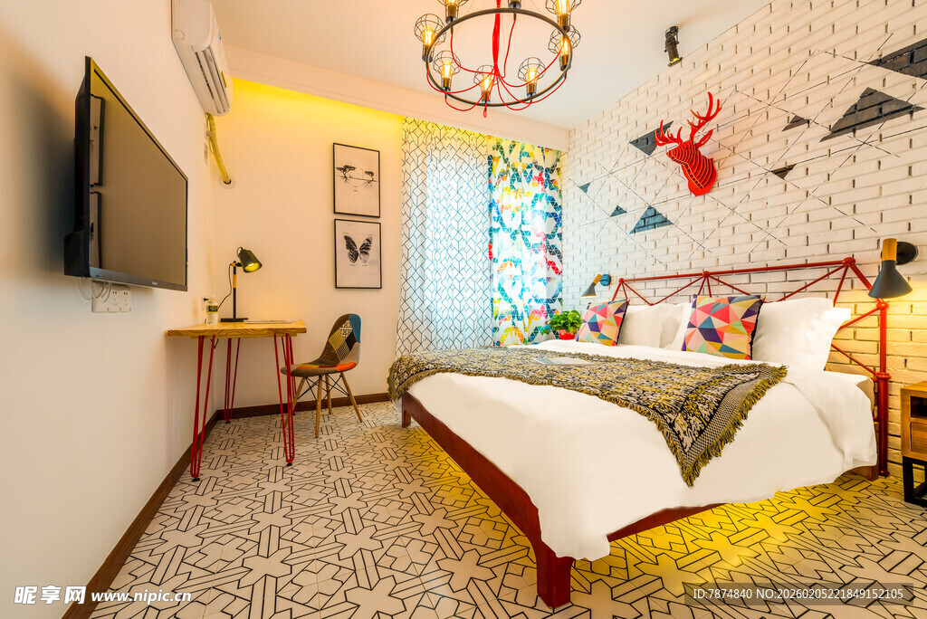 三亚多彩温馨卧室室内场景