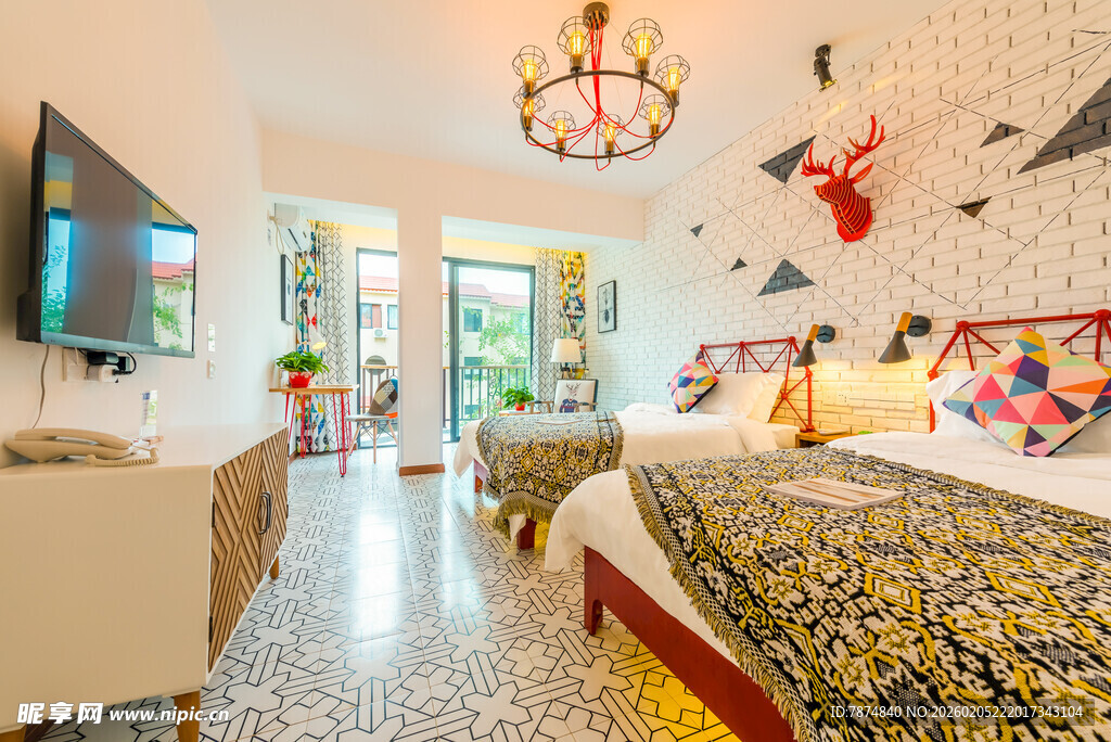 三亚时尚温馨的特色主题卧室