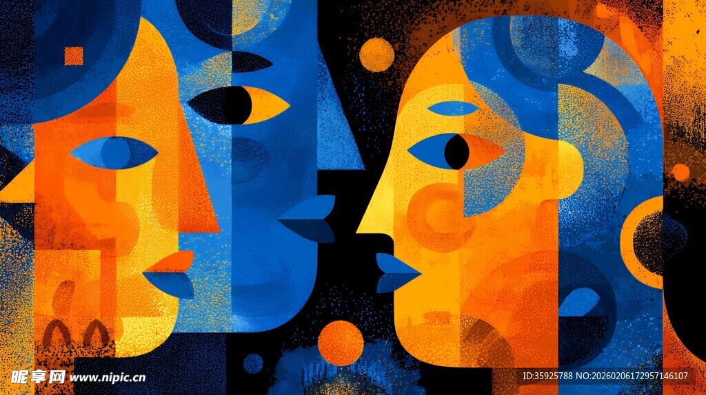 抽象多彩人物侧面头像