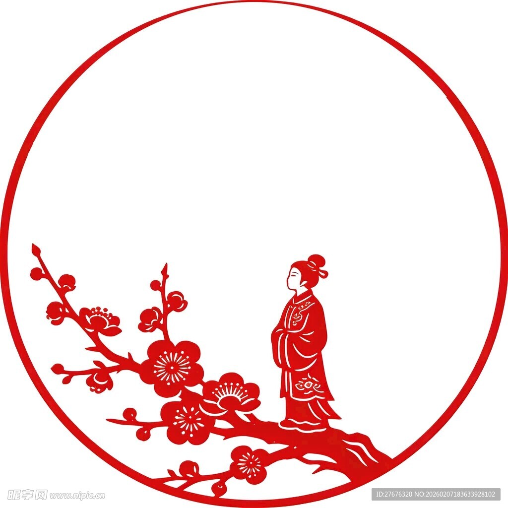 新中式国潮梅花框架矢量设计